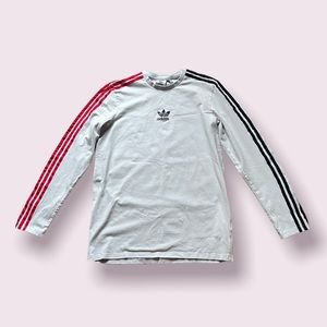 Mens Adidas Striped Long Sleeve Tee
